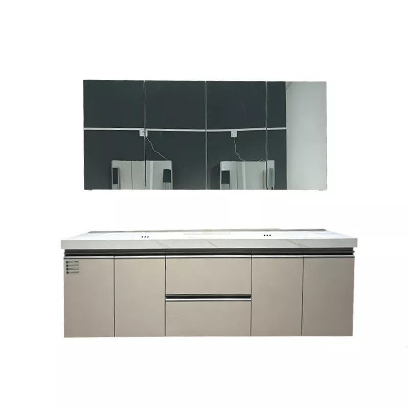Tocador de baño de madera maciza multicapa con doble lavabo