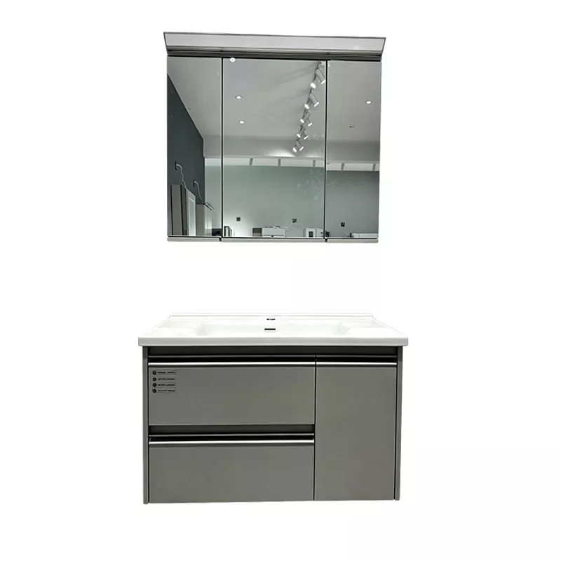 Tocador de baño de madera maciza multicapa con mueble con espejo